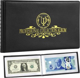 40 Pockets Banknote Currency Collecting Album – 20 Sheets Clear Dollar Bill Holders World Money Storage Book Collection Supplies Double-Sided Pages for Trading Cards Stamps Tickets Black AN04BK 40 Pockets Banknote Currency Collecting Album – 20 Sheets Clear Dollar Bill Holders World Money Storage Book Collection Supplies Double-Sided Pages for Trading Cards Stamps Tickets Black AN04BK