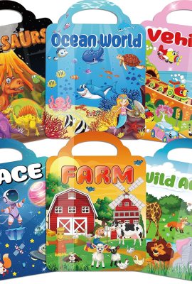 6Set Puffy Sticker Books for Kids 2-4, 3D Reusable Stickers Books for Toddlers 1-3 2-4,Farm+Animal+Dinosaurs+Ocean World+Space+Vehicle 6Set Puffy Sticker Books for Kids 2-4, 3D Reusable Stickers Books for Toddlers 1-3 2-4,Farm+Animal+Dinosaurs+Ocean World+Space+Vehicle