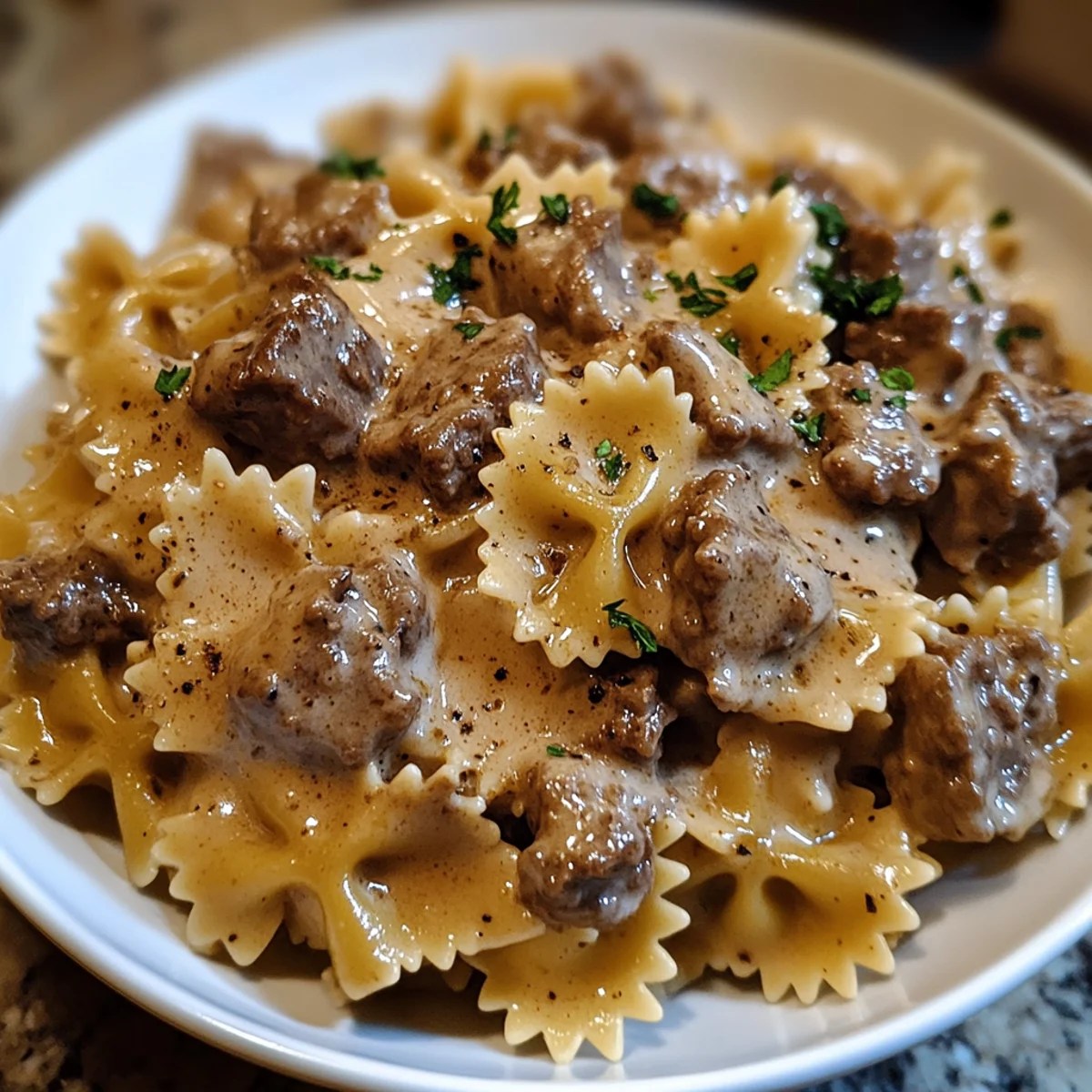 Creamy Beef and Bowtie Pasta Creamy Beef and Bowtie Pasta
