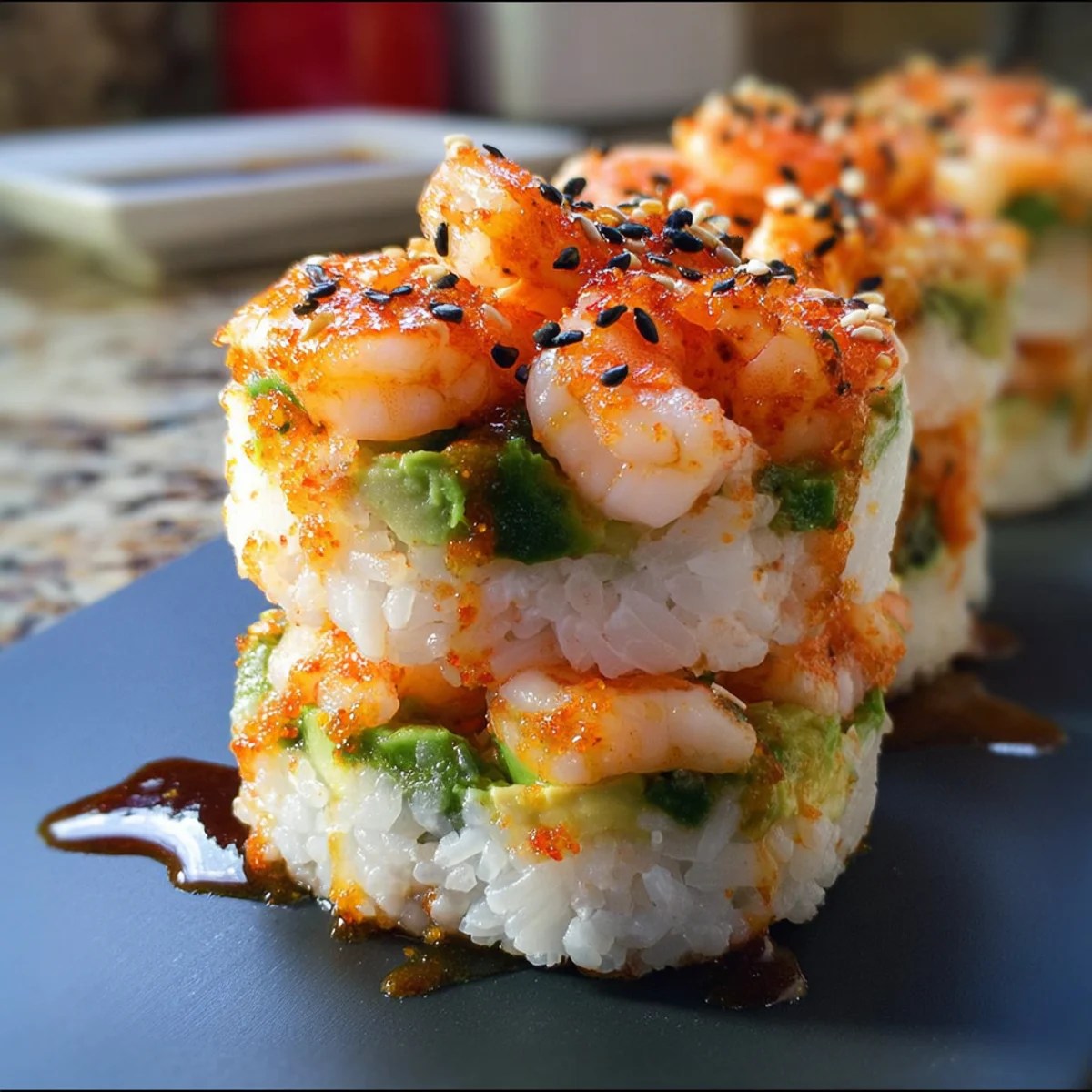 Spicy Shrimp Sushi Stacks Spicy Shrimp Sushi Stacks