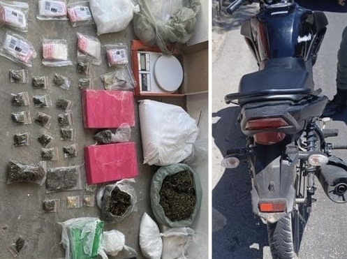 Dupla suspeita de tráfico é presa com drogas e moto adulterada no bairro Areia Branca, em Petrolina, PE Dupla suspeita de tráfico é presa com drogas e moto adulterada no bairro Areia Branca, em Petrolina, PE