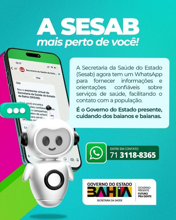 Bahia: Secretaria Estadual de Saúde disponibiliza canal de atendimento ao cidadão no WhatsApp Bahia: Secretaria Estadual de Saúde disponibiliza canal de atendimento ao cidadão no WhatsApp