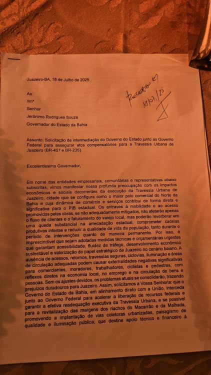 Entidades de Juazeiro solicitam intervenção do Governo da Bahia por melhorias na Travessia Urbana Entidades de Juazeiro solicitam intervenção do Governo da Bahia por melhorias na Travessia Urbana
