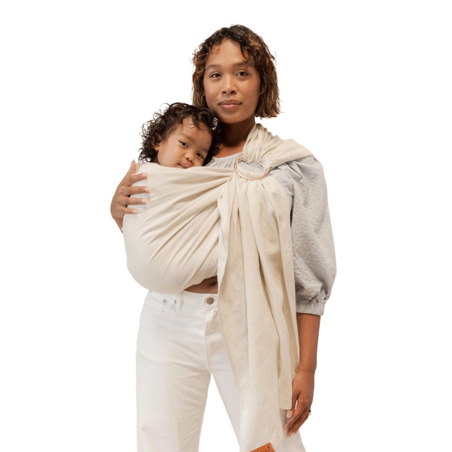 WildBird – Ring Sling Baby Carrier – Newborn to Up to 35 lbs – for Moms, Dads & Caregivers – 100% Natural European Linen Fibers – Versatile & Adjustable – 74” Size – Sparrow Fabric & Bronze Ring WildBird – Ring Sling Baby Carrier – Newborn to Up to 35 lbs – for Moms, Dads & Caregivers – 100% Natural European Linen Fibers – Versatile & Adjustable – 74” Size – Sparrow Fabric & Bronze Ring