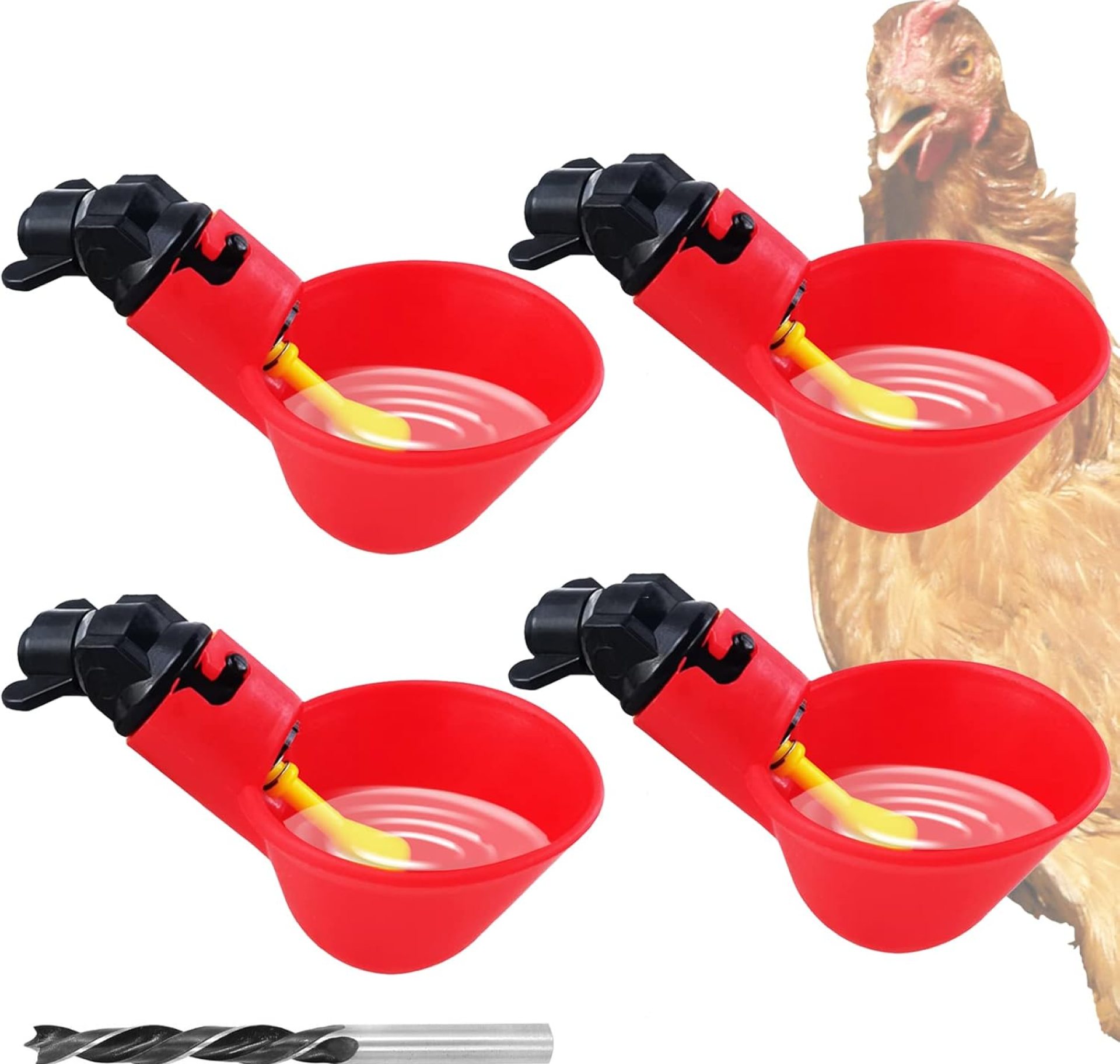 Chicken Waterer Automatic Chick Water Feeder Cups 4 Packs Chicken Coop Accessories for Goose Duck Bird Poultry Watering Chicken Waterer Automatic Chick Water Feeder Cups 4 Packs Chicken Coop Accessories for Goose Duck Bird Poultry Watering