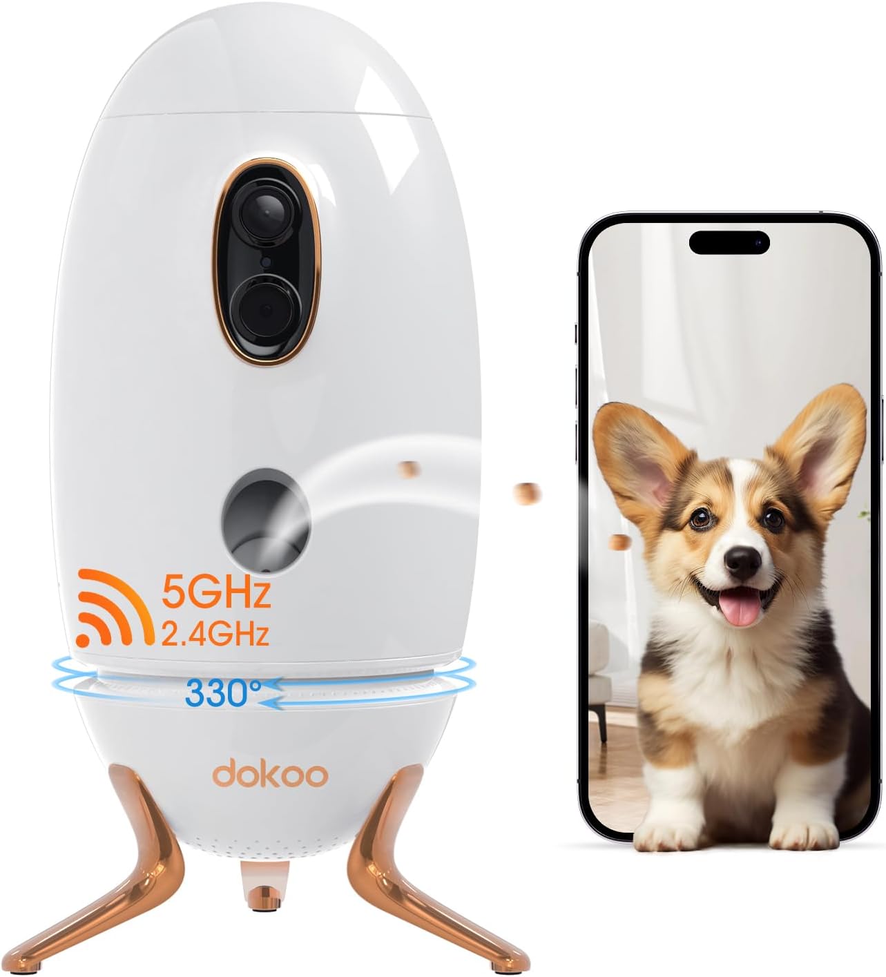 Dog Camera with Treat Dispenser, 2K/4MP HD 330° View Dog Cam Pet Home Security Camera, Night Vision, 2.4 &5 GHz WiFi, 2-Way Audio with Speaker, Free App & Cloud Storage Dog Camera with Treat Dispenser, 2K/4MP HD 330° View Dog Cam Pet Home Security Camera, Night Vision, 2.4 &5 GHz WiFi, 2-Way Audio with Speaker, Free App & Cloud Storage