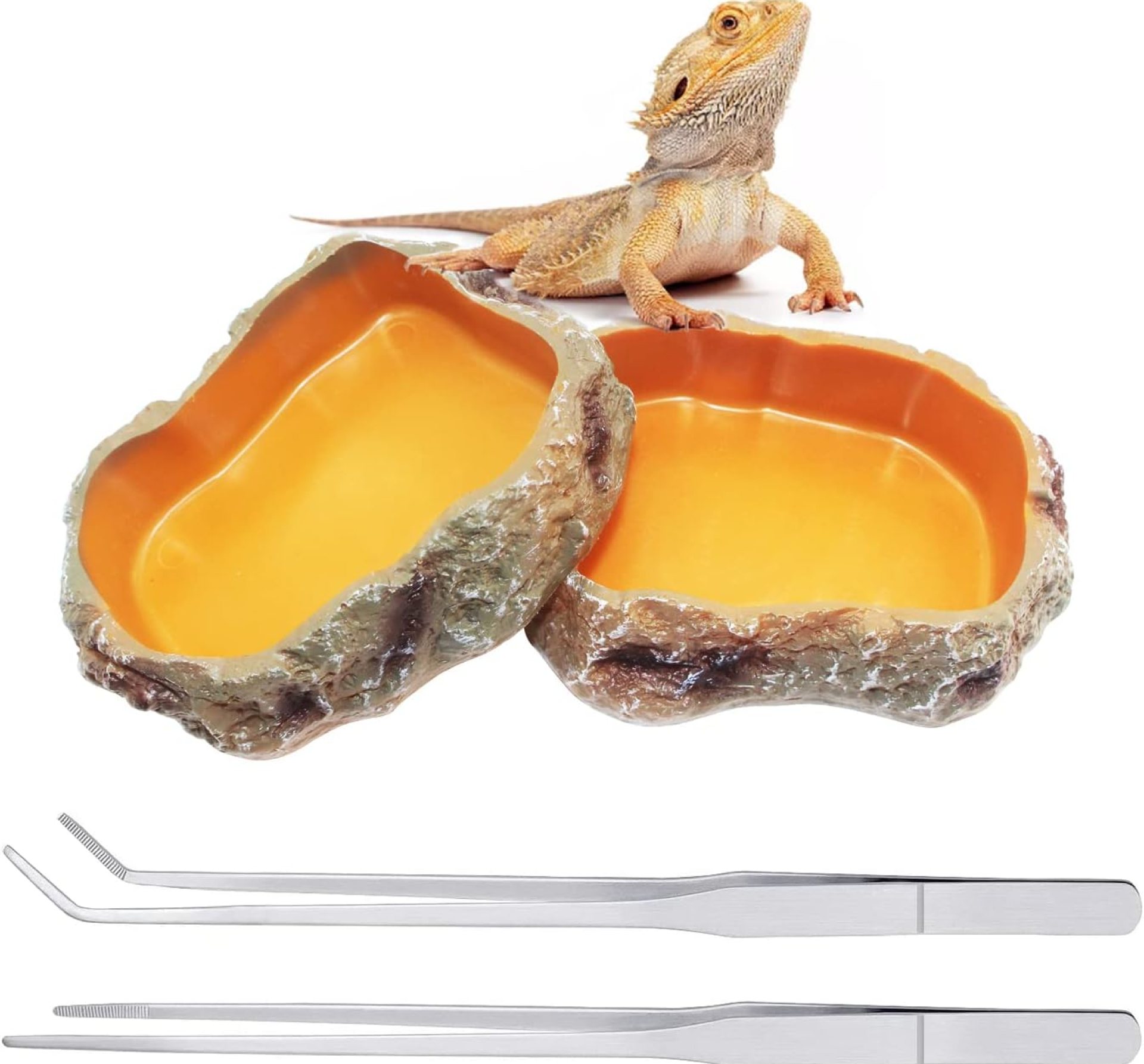 Reptile Bowl Set Includes Reptile Food Dish,Reptile Water Dish,Reptile Feeding Tongs,Long Tweezers for Terrarium,for Leopard Gecko,Frog,Bearded Dragon,Snake,Tortoise,Hermit Crab Reptile Bowl Set Includes Reptile Food Dish,Reptile Water Dish,Reptile Feeding Tongs,Long Tweezers for Terrarium,for Leopard Gecko,Frog,Bearded Dragon,Snake,Tortoise,Hermit Crab