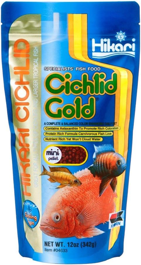 Cichlid Gold Color Enhancing Sinking Fish Food – Mini Pellet – 12 oz Cichlid Gold Color Enhancing Sinking Fish Food – Mini Pellet – 12 oz
