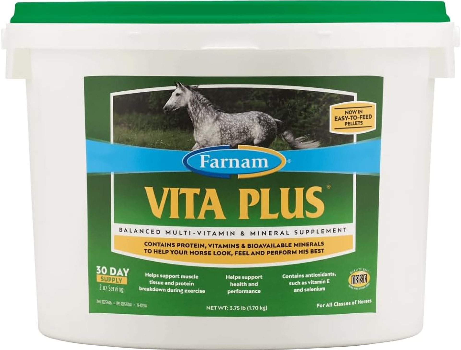 Farnam Vita Plus Balanced Multi-Vitamin & Mineral Horse Supplement, Provides Balanced Nutrition to Support Overall Health and Performance, 3.75 pounds, 30 Day Supply Farnam Vita Plus Balanced Multi-Vitamin & Mineral Horse Supplement, Provides Balanced Nutrition to Support Overall Health and Performance, 3.75 pounds, 30 Day Supply