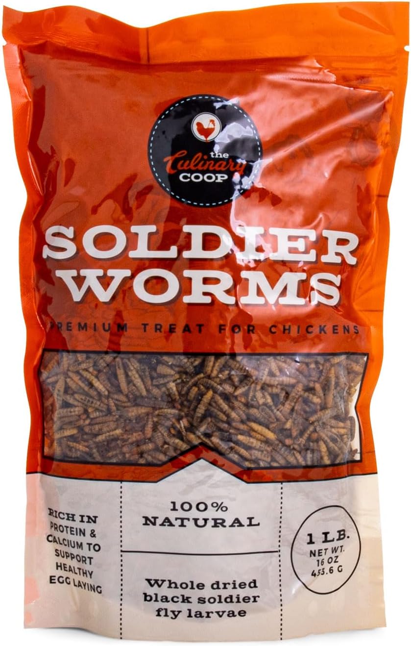 Fluker’s Culinary Coop Premium Chicken Treats, Dried Soldier Worms, Packed with Protein and Calcium, 100% Natural Rich Grubs for Chicken, Backyard Birds, and Reptiles, 16 oz Fluker’s Culinary Coop Premium Chicken Treats, Dried Soldier Worms, Packed with Protein and Calcium, 100% Natural Rich Grubs for Chicken, Backyard Birds, and Reptiles, 16 oz