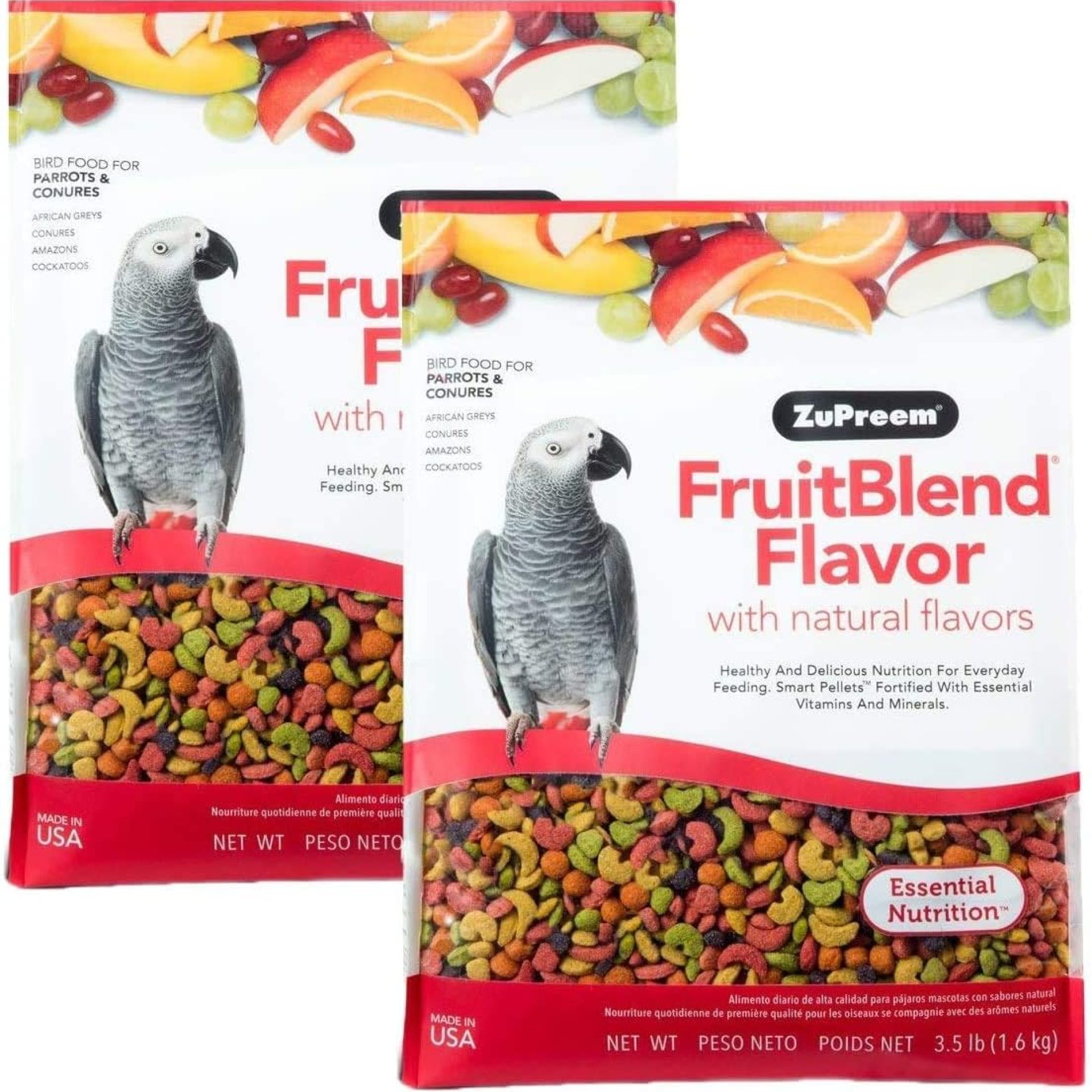 ZuPreem FruitBlend Flavor Pellets Bird Food for Parrots and Conures, 3.5 lb (Pack of 2) – Daily Blend Made in USA for Caiques, African Greys, Senegals, Amazons, Eclectus, Small Cockatoos ZuPreem FruitBlend Flavor Pellets Bird Food for Parrots and Conures, 3.5 lb (Pack of 2) – Daily Blend Made in USA for Caiques, African Greys, Senegals, Amazons, Eclectus, Small Cockatoos