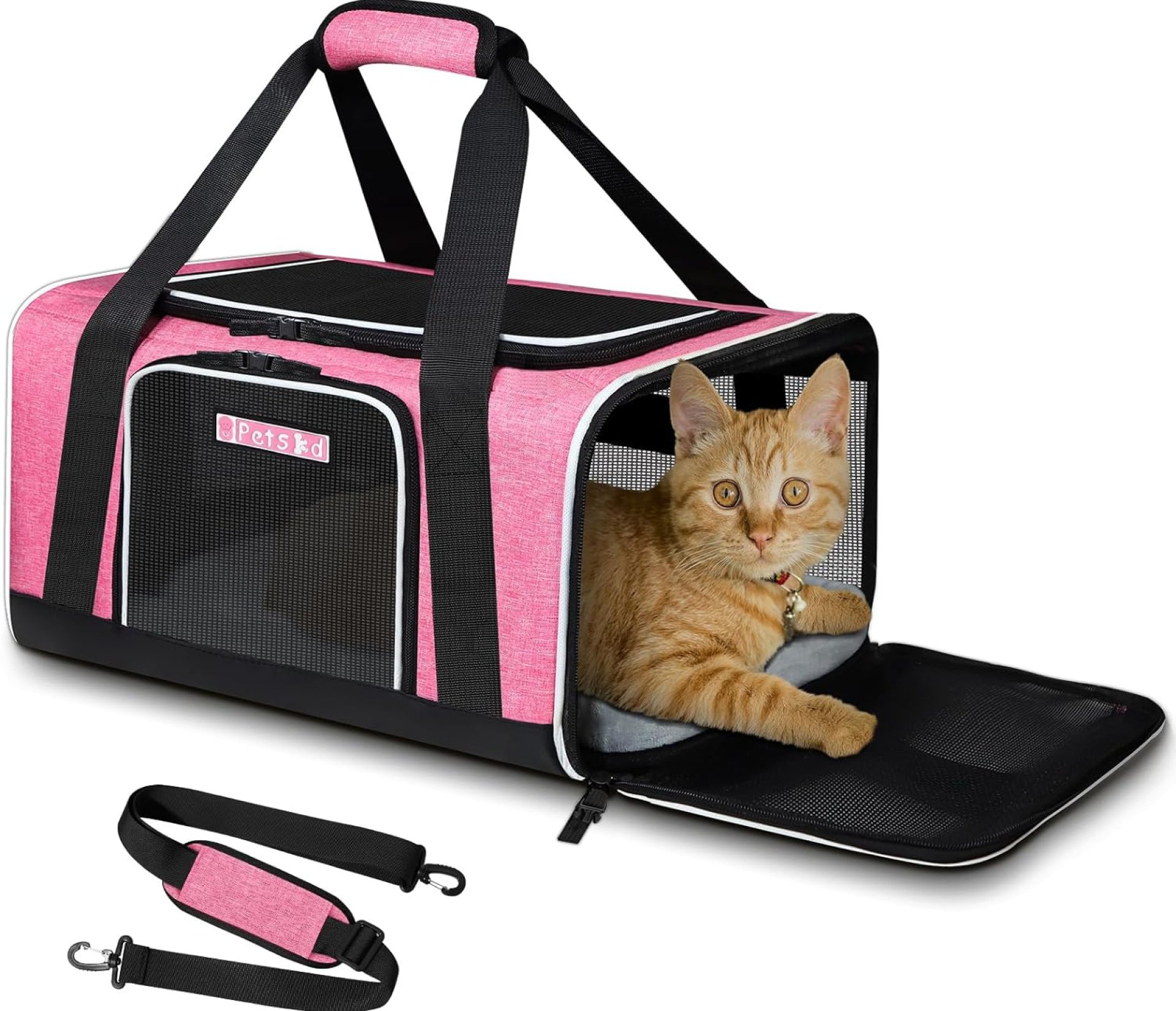 Petskd Pet Carrier 17x12x8.5 JetBlue Allegiant Airline Approved,Pet Travel Carrier Bag for Small Cats and Dogs, Soft Dog Carrier for 1-8 LBS Pets,Dog Cat Carrier with Safety Lock Zipper(Pink) Petskd Pet Carrier 17x12x8.5 JetBlue Allegiant Airline Approved,Pet Travel Carrier Bag for Small Cats and Dogs, Soft Dog Carrier for 1-8 LBS Pets,Dog Cat Carrier with Safety Lock Zipper(Pink)