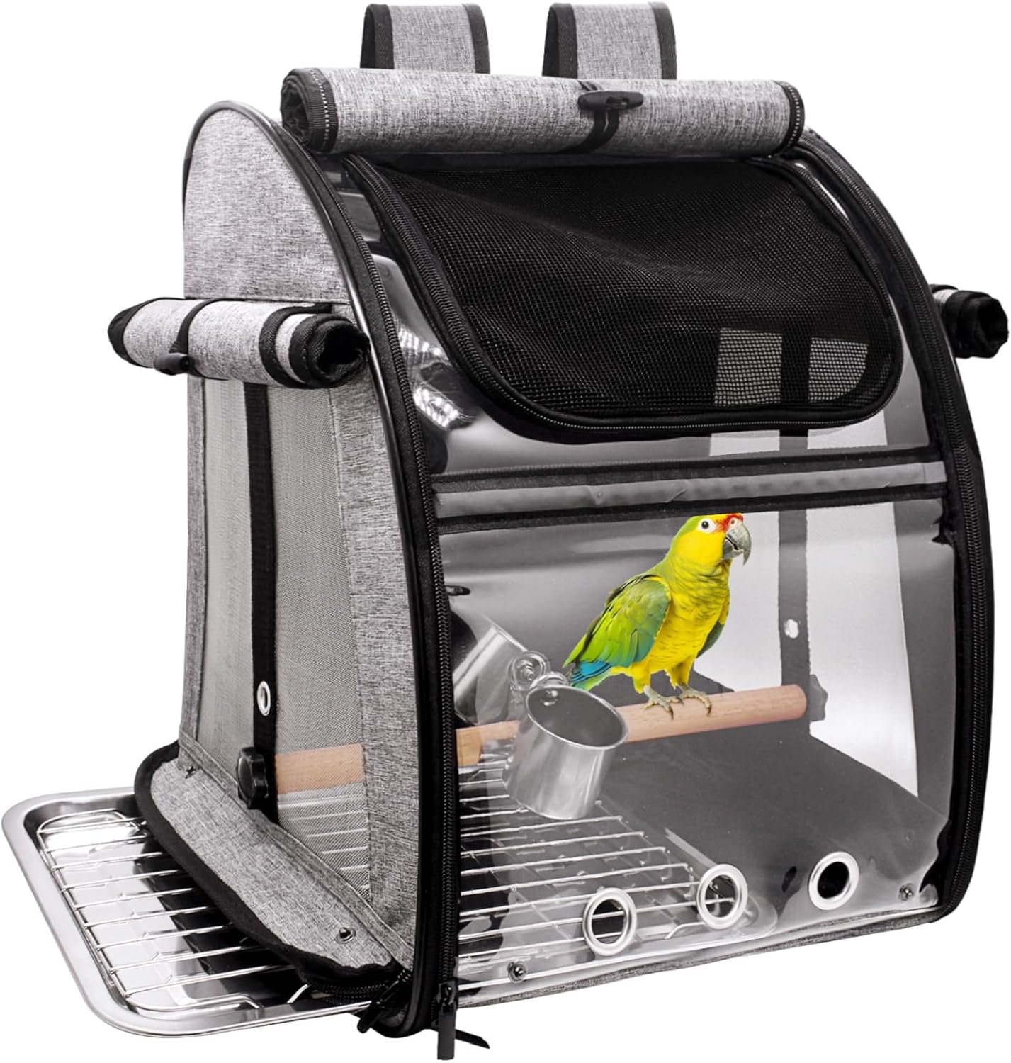Bird Carrier Bag with Perch, Bird Travel Carrier Backpack with Stainless Steel Plate and Mesh, Portable Transparent Parakeet Travel Cage with Feeder Cups for Small Birds Parakeet Parrot Bird Carrier Bag with Perch, Bird Travel Carrier Backpack with Stainless Steel Plate and Mesh, Portable Transparent Parakeet Travel Cage with Feeder Cups for Small Birds Parakeet Parrot
