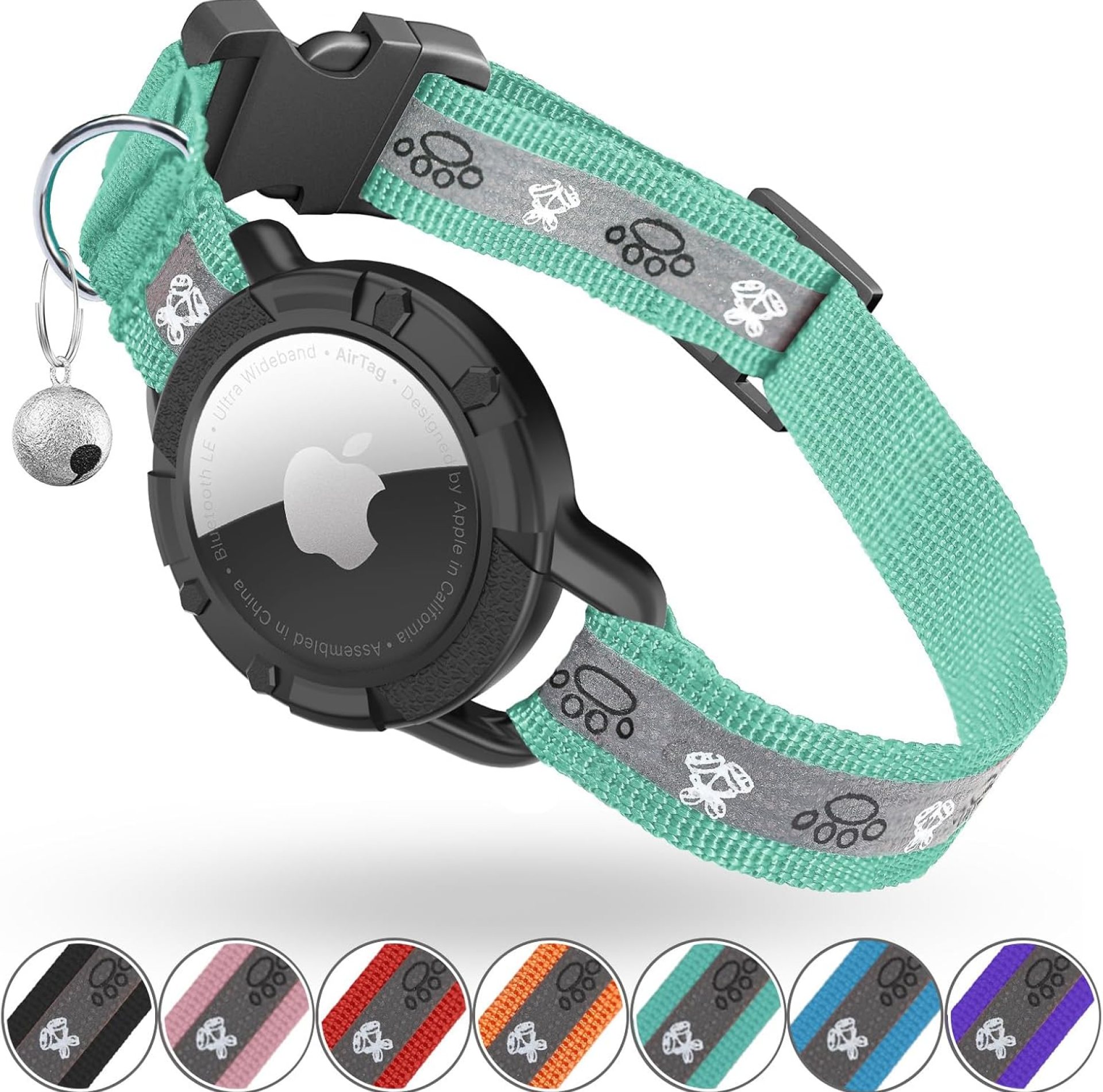Reflective AirTag Cat Collar, Integrated Cat Tracker Collar with Air Tag Holder and Bell, Safety Elastic Band Cat GPS Collars for Girl Boy Cats, Kittens and Puppies (Green, XS) Reflective AirTag Cat Collar, Integrated Cat Tracker Collar with Air Tag Holder and Bell, Safety Elastic Band Cat GPS Collars for Girl Boy Cats, Kittens and Puppies (Green, XS)