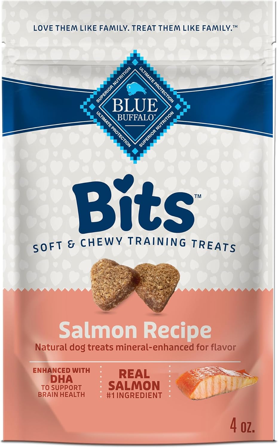 Blue Buffalo Bits Soft Dog Treats for Training, Made with Natural Ingredients & Enhanced with DHA, Salmon Recipe, 4-oz Bag Blue Buffalo Bits Soft Dog Treats for Training, Made with Natural Ingredients & Enhanced with DHA, Salmon Recipe, 4-oz Bag
