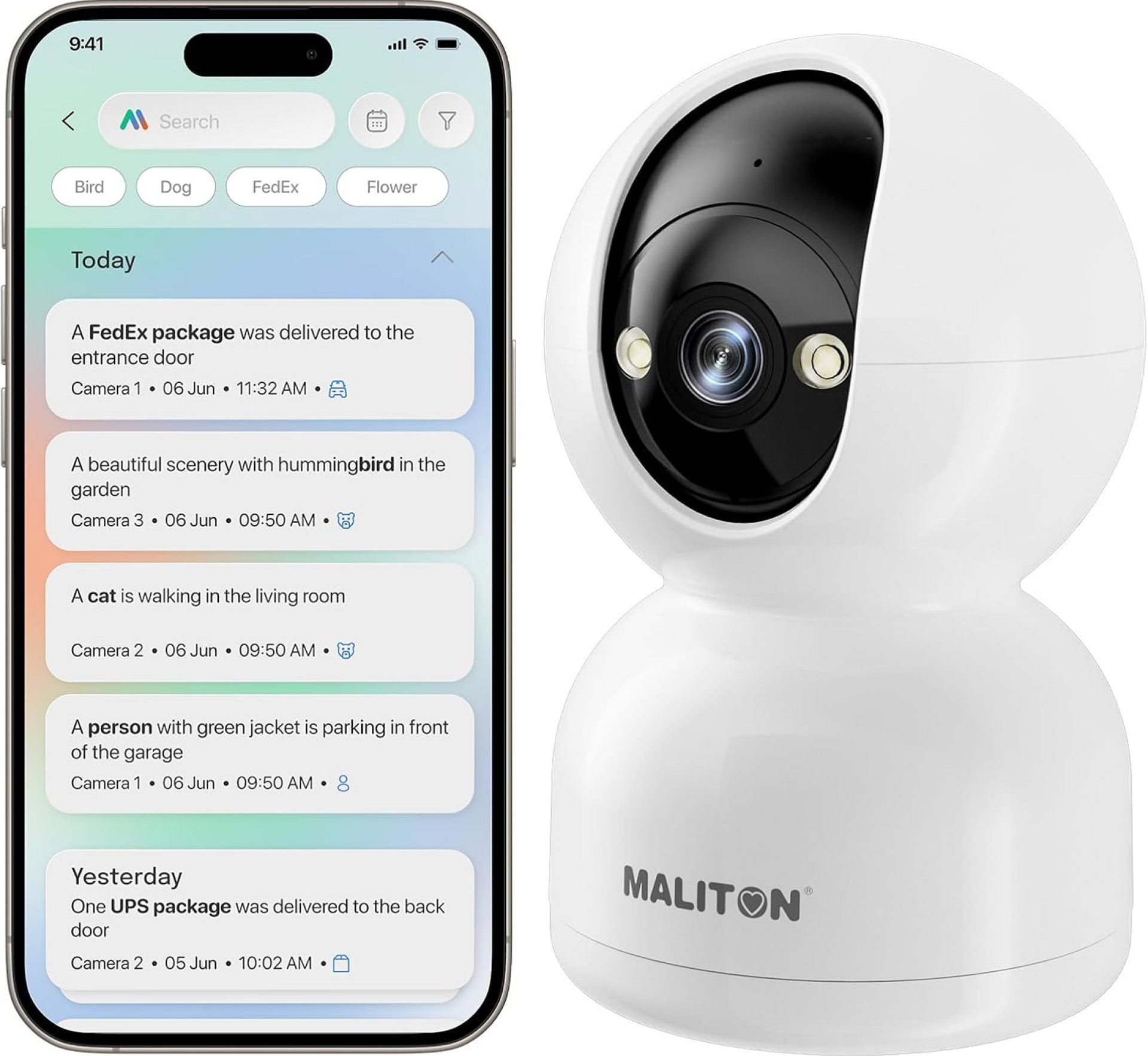 Maliton Security Camera Indoor 2K, WiFi Camera for Home Security with Smart AI Motion Detection, Baby Monitor Pet/Dog Ca with Phone App, 360 Pan/Tilt for Room, Color Night Vision, 2-Way Audio Maliton Security Camera Indoor 2K, WiFi Camera for Home Security with Smart AI Motion Detection, Baby Monitor Pet/Dog Ca with Phone App, 360 Pan/Tilt for Room, Color Night Vision, 2-Way Audio