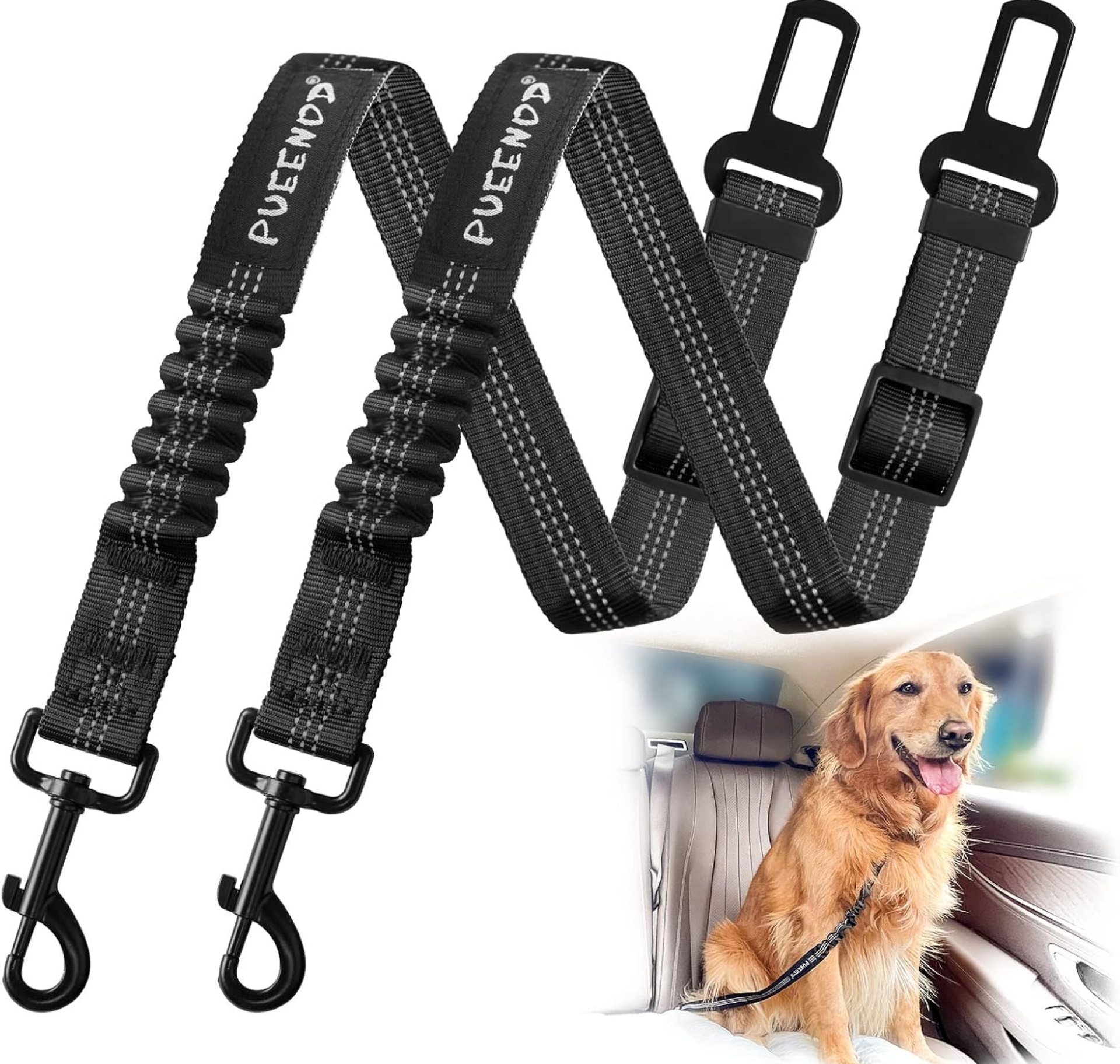2 Pack Dog Seat Belt Adjustable Dog Car Seatbelts for Vehicle Nylon Pet Safety Seat Belt with Elastic Bungee Buffer Reflective & Durable Car Harness for Dogs 2 Pack Dog Seat Belt Adjustable Dog Car Seatbelts for Vehicle Nylon Pet Safety Seat Belt with Elastic Bungee Buffer Reflective & Durable Car Harness for Dogs