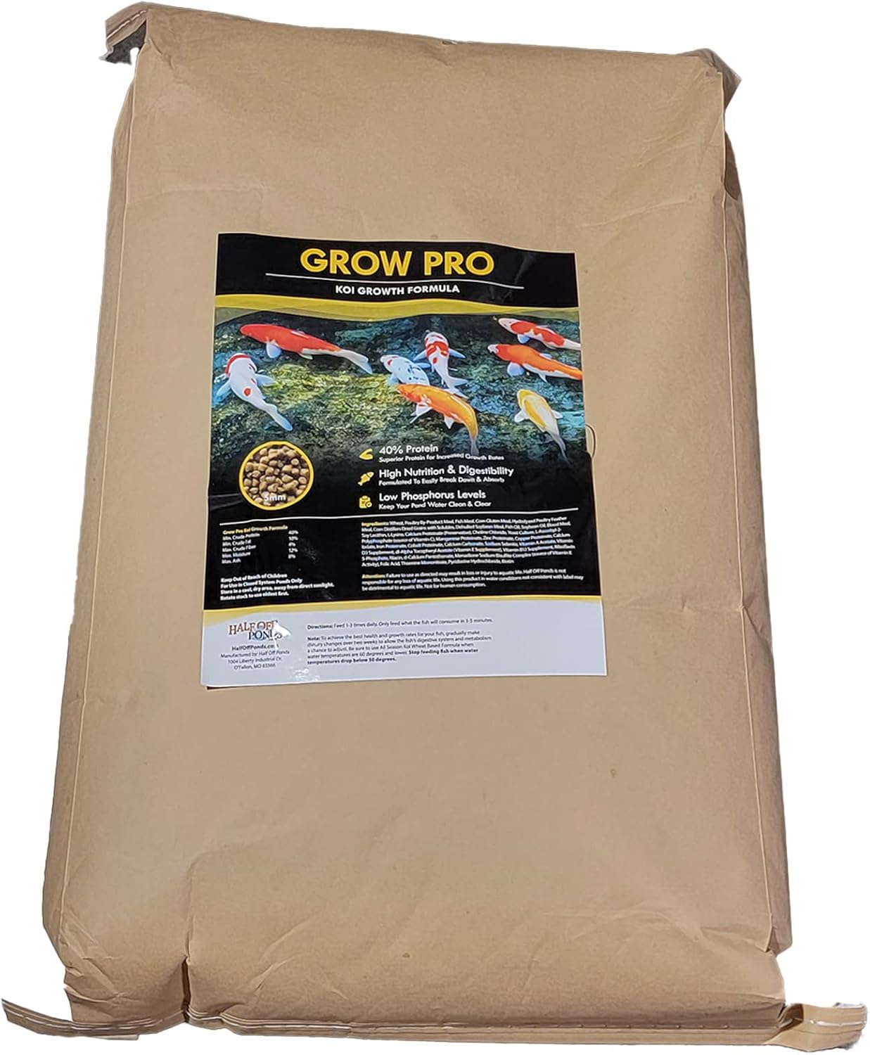 HALF OFF PONDS Grow Pro Koi and Goldfish Food with High-Protein Growth Formula 50 lb Bag – KOIGP-050 HALF OFF PONDS Grow Pro Koi and Goldfish Food with High-Protein Growth Formula 50 lb Bag – KOIGP-050