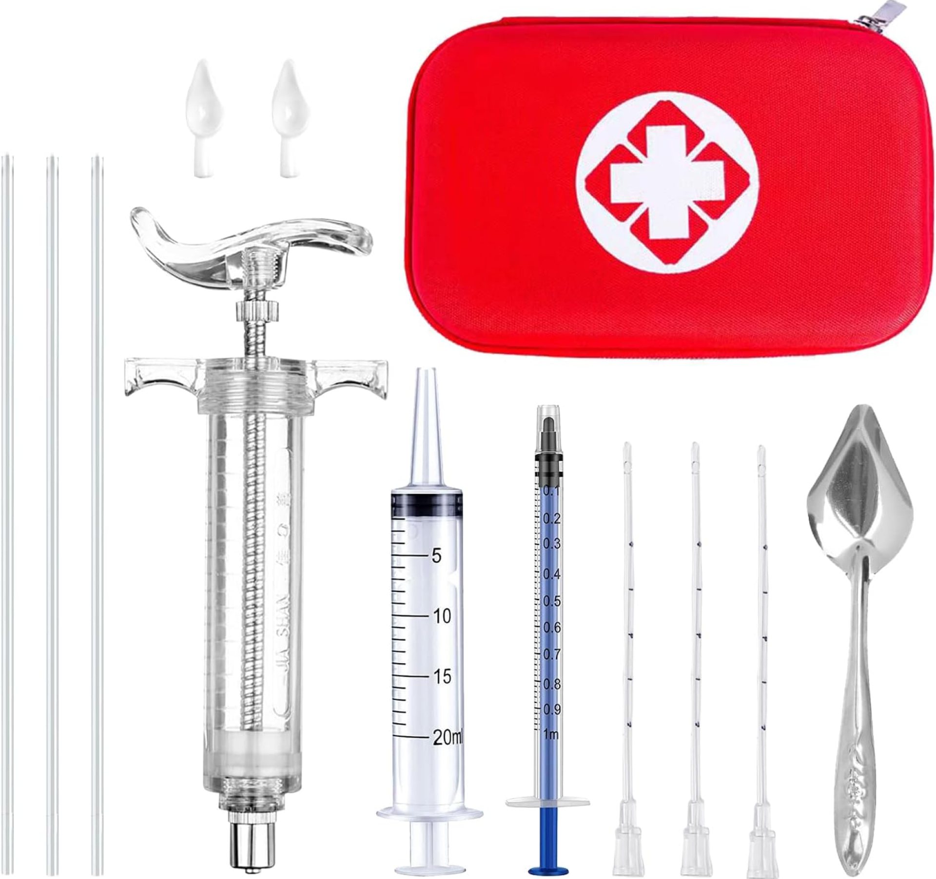 Bird Feeding Syringe Feeding Tubes for Baby Birds Parrot Hand Feeding Syringe with Curved Gavage Tubes and Stainless Steel Metal Feeding Spoon (9Pcs) Bird Feeding Syringe Feeding Tubes for Baby Birds Parrot Hand Feeding Syringe with Curved Gavage Tubes and Stainless Steel Metal Feeding Spoon (9Pcs)