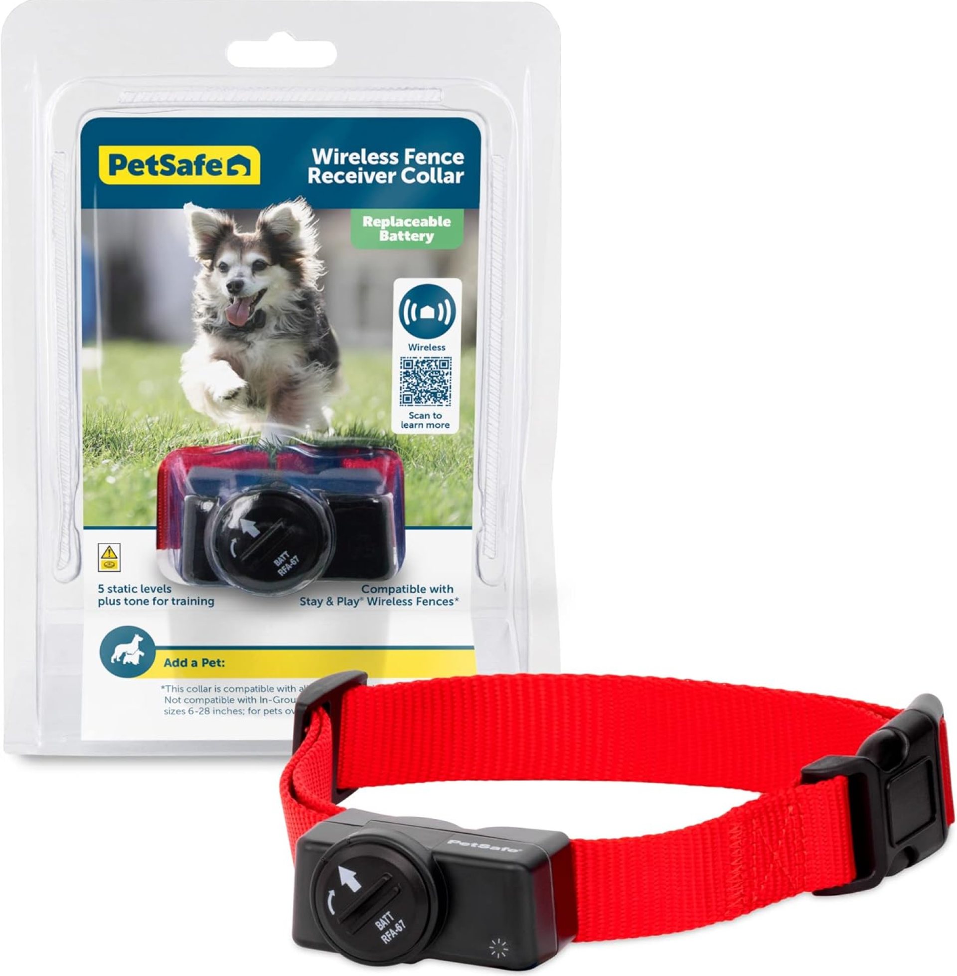 PetSafe Wireless Pet Containment System Receiver Collar for Dogs, Wireless Dog Collar Waterproof Material, Fits Small, Medium, Large Pets, Electric Fence Receiver Collars (Red and Black) PetSafe Wireless Pet Containment System Receiver Collar for Dogs, Wireless Dog Collar Waterproof Material, Fits Small, Medium, Large Pets, Electric Fence Receiver Collars (Red and Black)