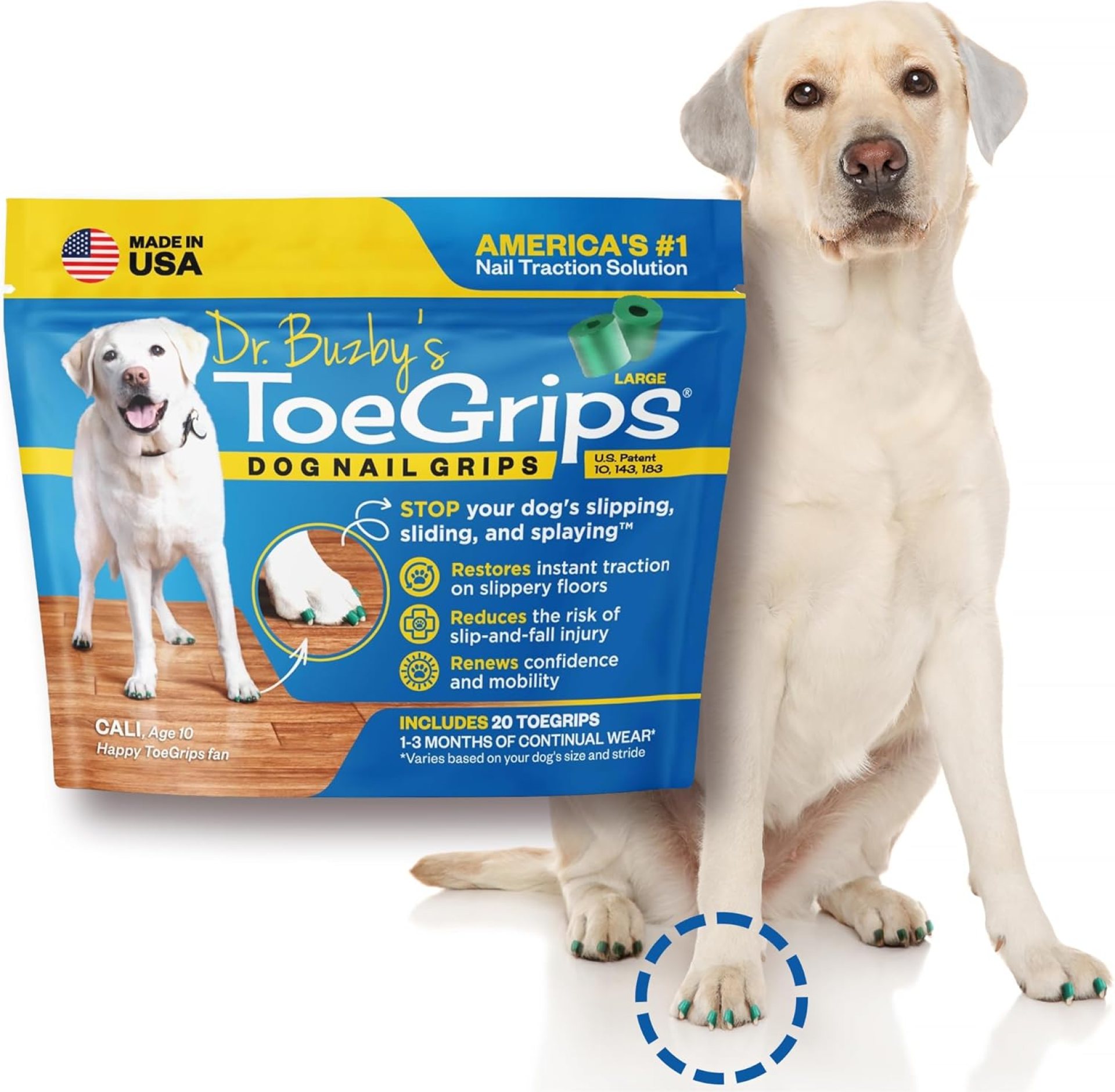 Dr Buzby’s Large ToeGrips for Dogs – Instant Traction on Wood/Hardwood Floors – Anti Slip Relief – Grippers for Senior Dogs – Stop Sliding Instantly – Rubber Nails for Paws – 1 Pack (20 Grips) Dr Buzby’s Large ToeGrips for Dogs – Instant Traction on Wood/Hardwood Floors – Anti Slip Relief – Grippers for Senior Dogs – Stop Sliding Instantly – Rubber Nails for Paws – 1 Pack (20 Grips)