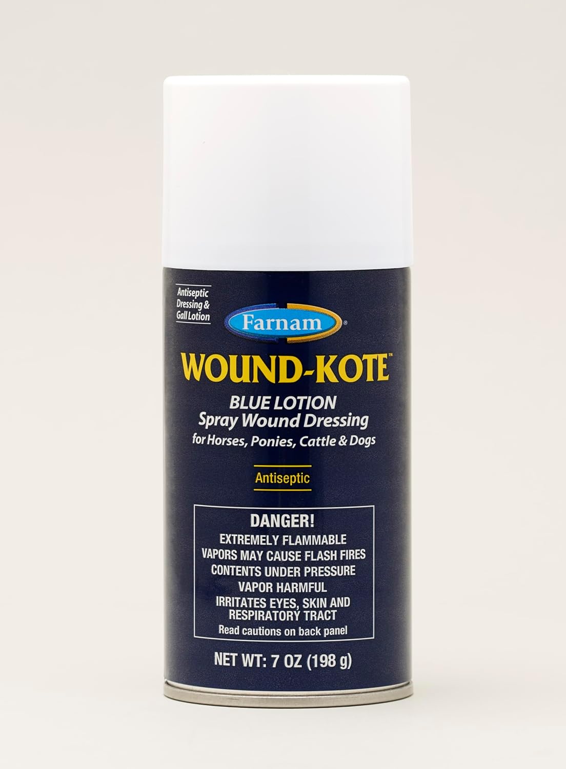 Farnam Wound-Kote Blue Lotion Spray Horse Wound Care for use on Horses and Dogs, Antiseptic Properties, for Minor Wounds, Cuts and Sores, 7 Oz. Farnam Wound-Kote Blue Lotion Spray Horse Wound Care for use on Horses and Dogs, Antiseptic Properties, for Minor Wounds, Cuts and Sores, 7 Oz.