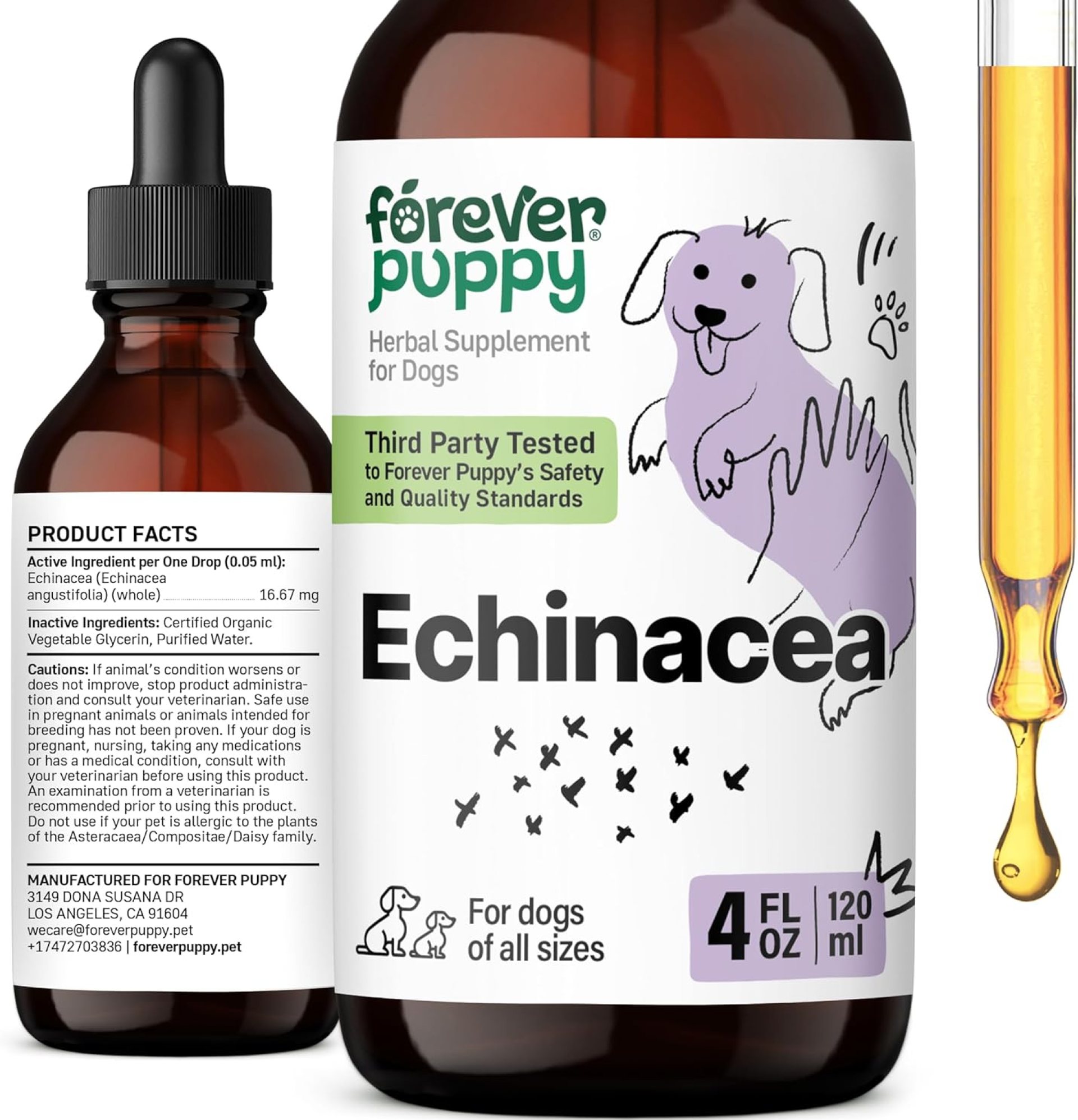 Echinacea Drops for Dogs – Immunity Support & Respiratory Health w/Echinacea Herb Extract – Liquid Immune Support Supplement for Dogs of All Breeds & Sizes – 4 oz Echinacea Drops for Dogs – Immunity Support & Respiratory Health w/Echinacea Herb Extract – Liquid Immune Support Supplement for Dogs of All Breeds & Sizes – 4 oz