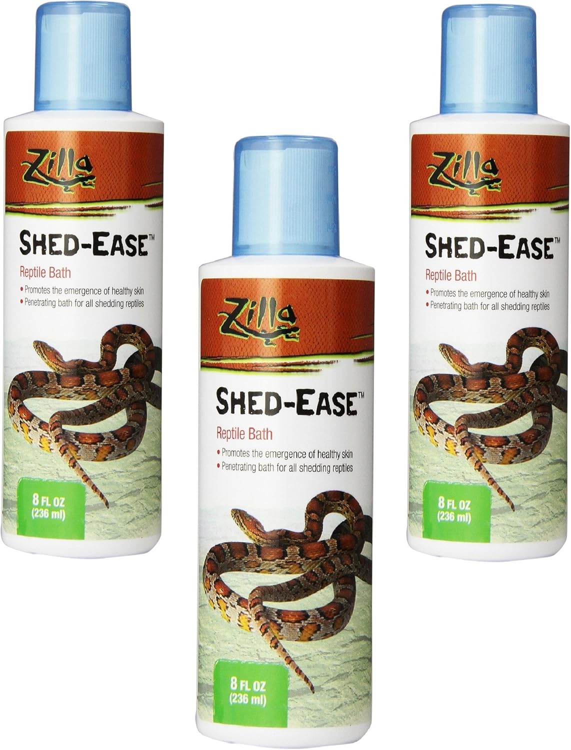 Zilla Reptile Health Supplies Shed-Ease Bath, 8-Ounce Bottles (3 Pack) Zilla Reptile Health Supplies Shed-Ease Bath, 8-Ounce Bottles (3 Pack)