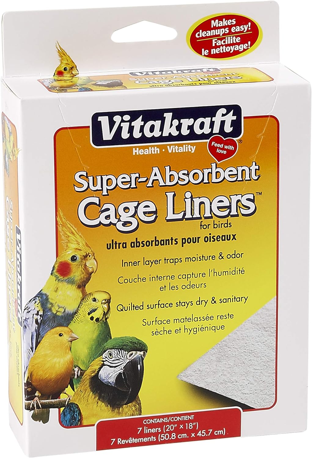 Vitakraft Cage Liners for Birds – For Parrot, Parakeet, Conure, and Cockatiel Cages White 20″ X 18″ Vitakraft Cage Liners for Birds – For Parrot, Parakeet, Conure, and Cockatiel Cages White 20″ X 18″