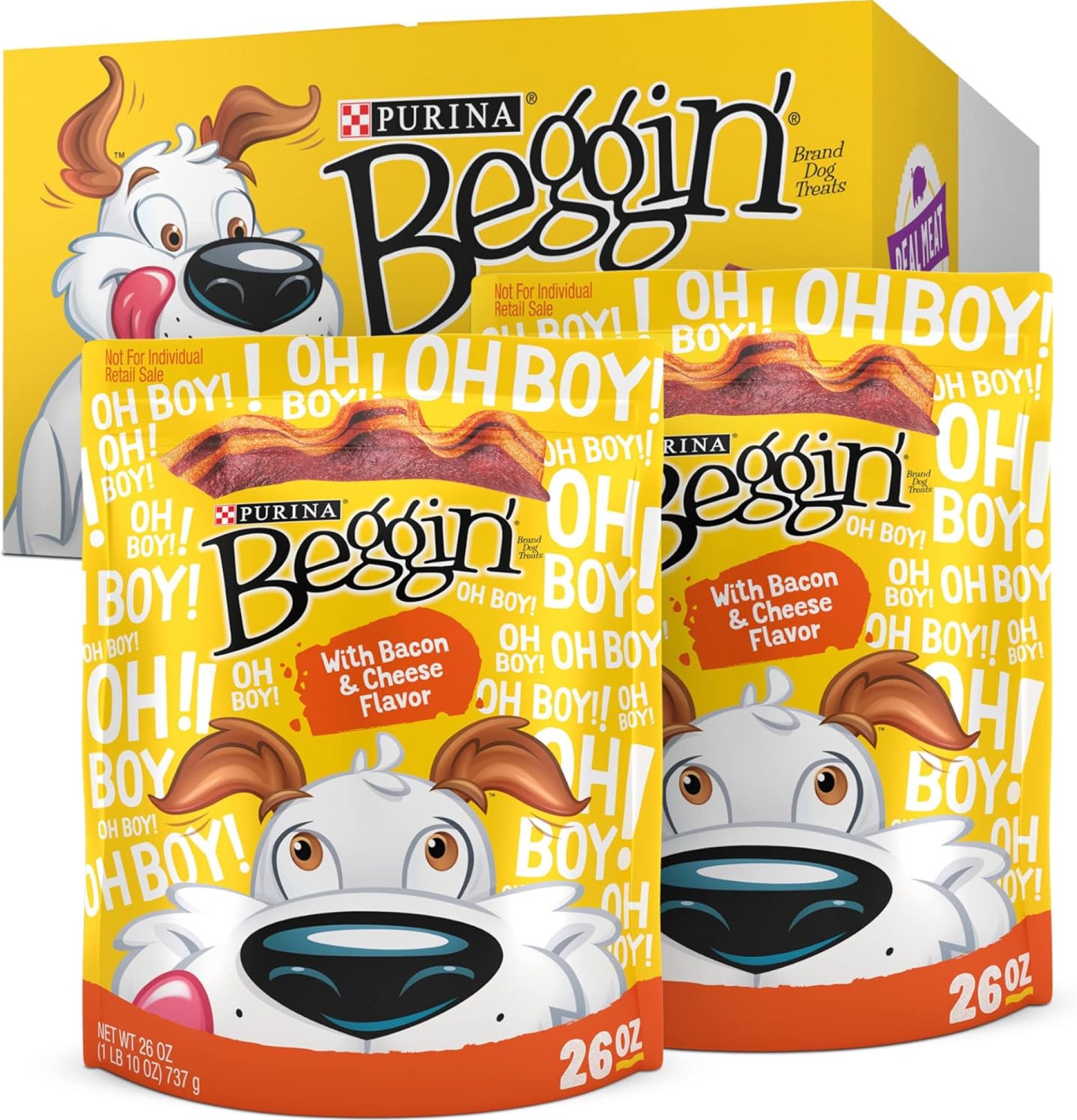 Purina Beggin’ Strips With Real Meat Dog Training Treats With Bacon and Cheese Flavors – (Pack of 2) 26 oz. Pouches Purina Beggin’ Strips With Real Meat Dog Training Treats With Bacon and Cheese Flavors – (Pack of 2) 26 oz. Pouches