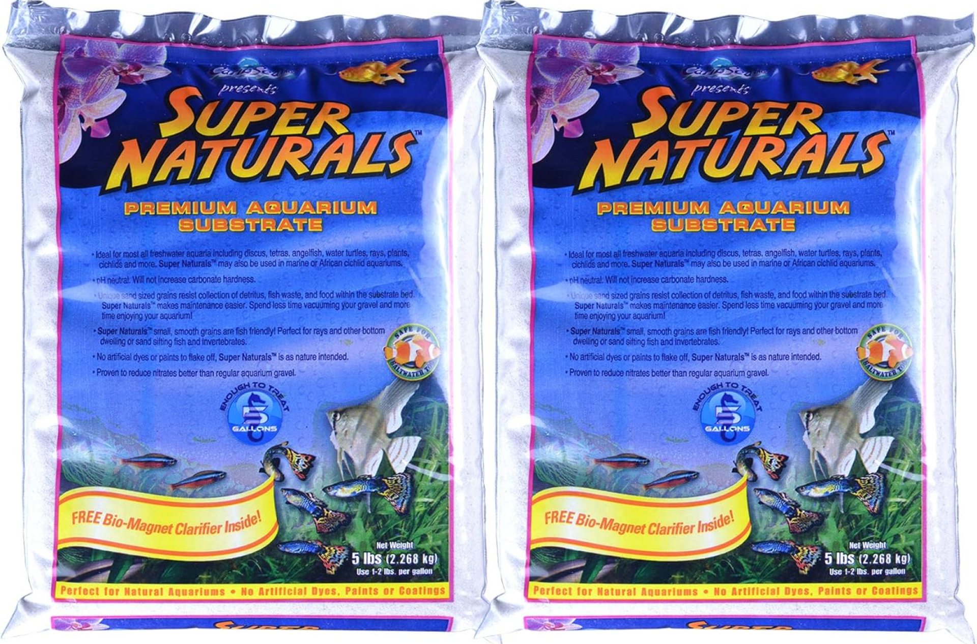 Carib Sea Super Natural Moonlight Sand for Aquarium, 5-Pound (2 Pack) Carib Sea Super Natural Moonlight Sand for Aquarium, 5-Pound (2 Pack)