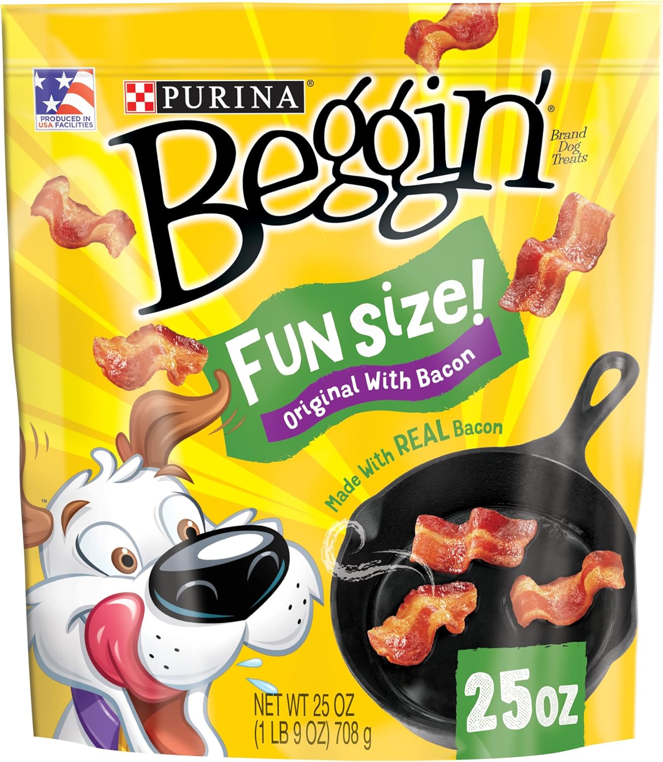Purina Beggin’ With Real Meat Dog Treats, Fun Size Original With Bacon Flavor – 25 oz. Pouch Purina Beggin’ With Real Meat Dog Treats, Fun Size Original With Bacon Flavor – 25 oz. Pouch