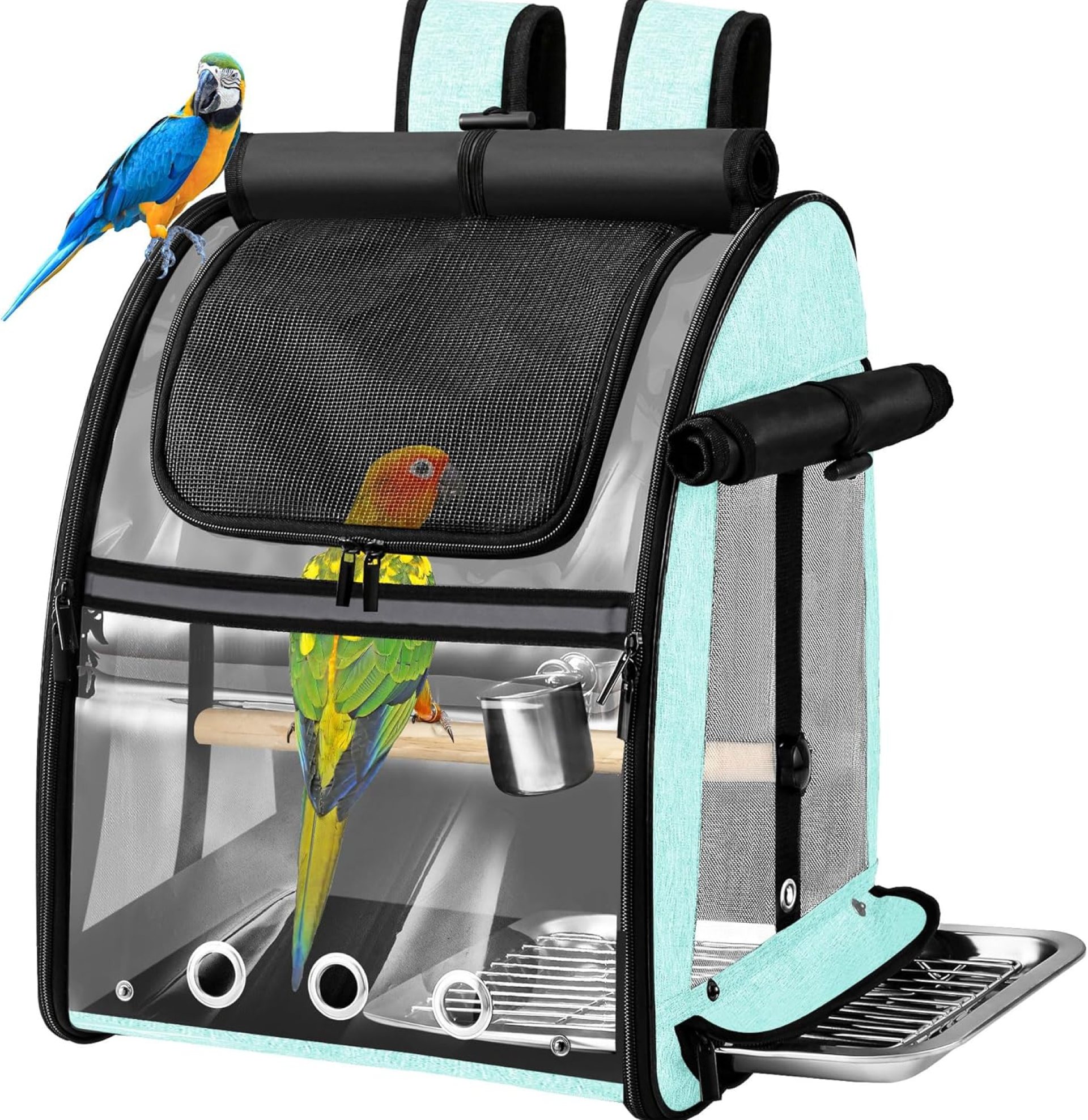SUERTREE Bird Carrier Bag with Indestructible Stainless Steel Mesh, Bird Travel Cage with Stand, Easy to Clean Backpack for Parrot, Portable Bird Travel Bag, Green SUERTREE Bird Carrier Bag with Indestructible Stainless Steel Mesh, Bird Travel Cage with Stand, Easy to Clean Backpack for Parrot, Portable Bird Travel Bag, Green