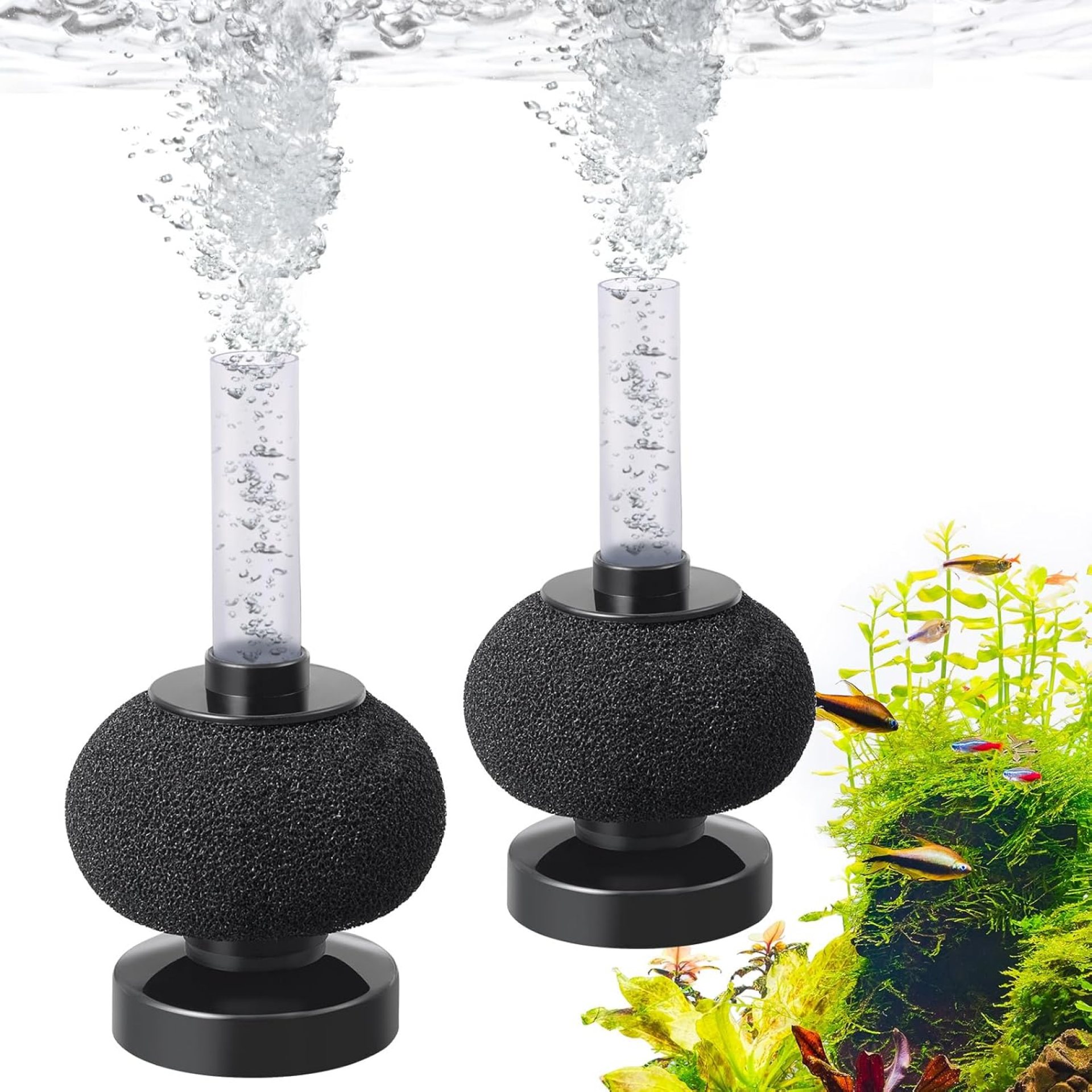 HITOP 2 Pack Aquarium Bio Sponge Filter: 4in Mini Air-Powered Fish Tank Filter, Quiet Small Sponge Filter for up to 15gallon Fish Tank, Betta Tank, Shrimp Tank, Fry Tank, Breeding HITOP 2 Pack Aquarium Bio Sponge Filter: 4in Mini Air-Powered Fish Tank Filter, Quiet Small Sponge Filter for up to 15gallon Fish Tank, Betta Tank, Shrimp Tank, Fry Tank, Breeding