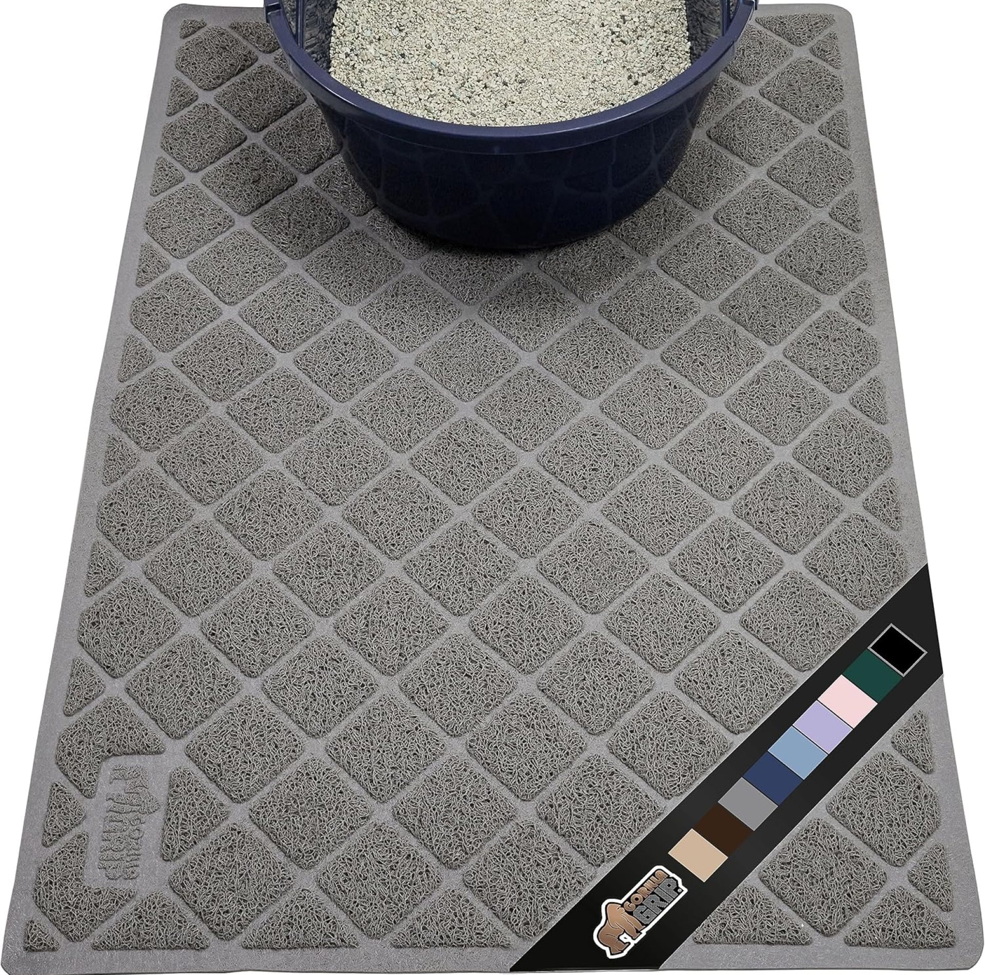 GORILLA GRIP Cat Litter Box Mat, Water Resistant Kitty Litter Trapping Mat, Textured Backing, Easy to Clean, Less Waste and Clean Floors, Kitten Supplies for Indoor Cats, Soft on Paws, 24×17 Gray GORILLA GRIP Cat Litter Box Mat, Water Resistant Kitty Litter Trapping Mat, Textured Backing, Easy to Clean, Less Waste and Clean Floors, Kitten Supplies for Indoor Cats, Soft on Paws, 24×17 Gray