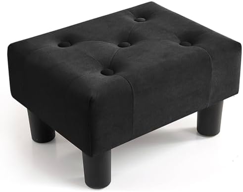 Small Foot Stool Ottoman, Velvet Ottoman Foot Rest with Legs, Rectangle Foolstool Ottomans for Couch, Ottoman Foot Stools for Living Room Entryway (Black) Small Foot Stool Ottoman, Velvet Ottoman Foot Rest with Legs, Rectangle Foolstool Ottomans for Couch, Ottoman Foot Stools for Living Room Entryway (Black)
