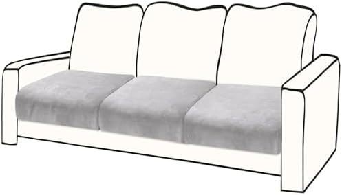 Couch Cushion Cover Velvet 3 Pieces Seat Cushion Cover Stretch Sofa Covers Separate Sectional Sofa Slipcovers Furniture Protector (3-Seater or Backrest, Light Grey) Couch Cushion Cover Velvet 3 Pieces Seat Cushion Cover Stretch Sofa Covers Separate Sectional Sofa Slipcovers Furniture Protector (3-Seater or Backrest, Light Grey)