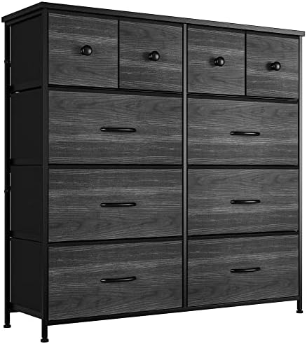 Nicehill Dresser for Bedroom with 10 Drawers, Storage Drawer Organizer, Tall Chest of Drawers for Closet, Living Room, Hallway, Entryway, Fabric Drawers(Black Wood Grain) Nicehill Dresser for Bedroom with 10 Drawers, Storage Drawer Organizer, Tall Chest of Drawers for Closet, Living Room, Hallway, Entryway, Fabric Drawers(Black Wood Grain)