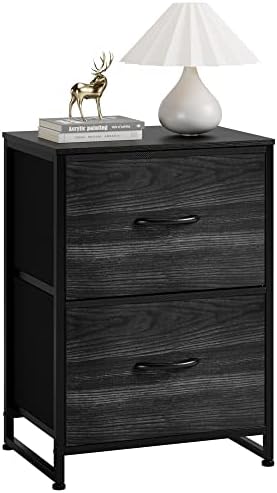 Nicehill Nightstand, Small Dresser, Bedside Furniture, Night Stand End Table with Storage Drawers for Bedroom, Black Wood Grain Nicehill Nightstand, Small Dresser, Bedside Furniture, Night Stand End Table with Storage Drawers for Bedroom, Black Wood Grain