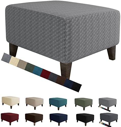 MAXIJIN Newest Jacquard Ottoman Slipcovers Folding Storage Stool Furniture Protector Cover Soft Thick Rectangle Foot Rest Slipcover with Elastic Bottom (Ottoman Small, Light Gray) MAXIJIN Newest Jacquard Ottoman Slipcovers Folding Storage Stool Furniture Protector Cover Soft Thick Rectangle Foot Rest Slipcover with Elastic Bottom (Ottoman Small, Light Gray)