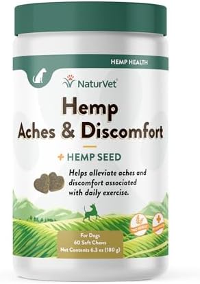 NaturVet Hemp Aches & Discomfort Plus Hemp Seed for Dogs, 60 ct Soft Chews, Made in The USA NaturVet Hemp Aches & Discomfort Plus Hemp Seed for Dogs, 60 ct Soft Chews, Made in The USA