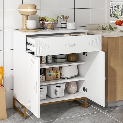 Bigbiglife Sideboard Buffet Cabinet with Storage, Kitchen Storage Cabinet with Drawer, Liquor/Accent Cabinet, Cupboard Console Table for Dining Room, Living Room, Bedroom, Hallway, White Bigbiglife Sideboard Buffet Cabinet with Storage, Kitchen Storage Cabinet with Drawer, Liquor/Accent Cabinet, Cupboard Console Table for Dining Room, Living Room, Bedroom, Hallway, White