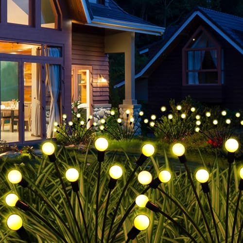 Solar Lights Outdoor Waterproof, 8 Pack Solar Wind Swaying Lights 96 LED Firefly Lights, Solar Garden Lights for Yard Lawn Patio Pathway Party Halloween Christmas Decoration(Warm White) Solar Lights Outdoor Waterproof, 8 Pack Solar Wind Swaying Lights 96 LED Firefly Lights, Solar Garden Lights for Yard Lawn Patio Pathway Party Halloween Christmas Decoration(Warm White)