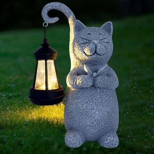 Solar Garden Statue Cat with Solar Lantern, Statue Garden Decor for Patio,Balcony,Yard, Lawn, Gift for Garden Mom Grandma,Garden Art Cute Cat with Butterfly Outdoor Solar Light Garden Figurines Solar Garden Statue Cat with Solar Lantern, Statue Garden Decor for Patio,Balcony,Yard, Lawn, Gift for Garden Mom Grandma,Garden Art Cute Cat with Butterfly Outdoor Solar Light Garden Figurines