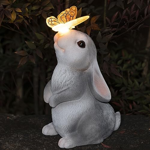 Garden Outdoor decor, Rabbit Statues with Solar Butterfly Light, Resin Garden Statues, Outsides Decorations for Patio, Balcony, Yard, Porch, Lawn, Gifts for Bunny Lovers Gardeners (Warm White) Garden Outdoor decor, Rabbit Statues with Solar Butterfly Light, Resin Garden Statues, Outsides Decorations for Patio, Balcony, Yard, Porch, Lawn, Gifts for Bunny Lovers Gardeners (Warm White)