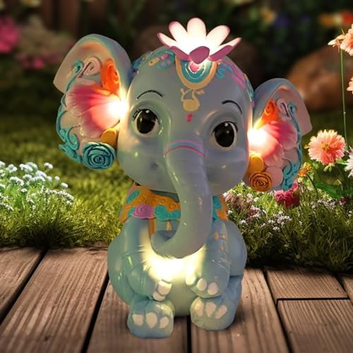 Solar Garden Outdoor Statue Elephant with 4 LED Lights,Lawn Decor Statue for Patio, Balcony,Yard Ornament,Ideal Gift for Women,Mom,Grandma,Birthday or Unique Housewarming Solar Garden Outdoor Statue Elephant with 4 LED Lights,Lawn Decor Statue for Patio, Balcony,Yard Ornament,Ideal Gift for Women,Mom,Grandma,Birthday or Unique Housewarming