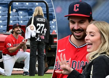 Guardians catcher Austin Hedges proposes to girlfriend after game Guardians catcher Austin Hedges proposes to girlfriend after game
