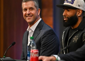 Odell Beckham and John Harbaugh Meet at Arizona League Meeting Odell Beckham and John Harbaugh Meet at Arizona League Meeting