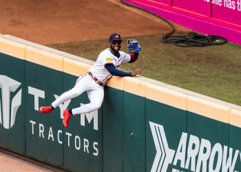 Braves' Jurickson Profar robs Marlins' Agustín Ramírez of home run with leaping catch over left-field fence Braves' Jurickson Profar robs Marlins' Agustín Ramírez of home run with leaping catch over left-field fence