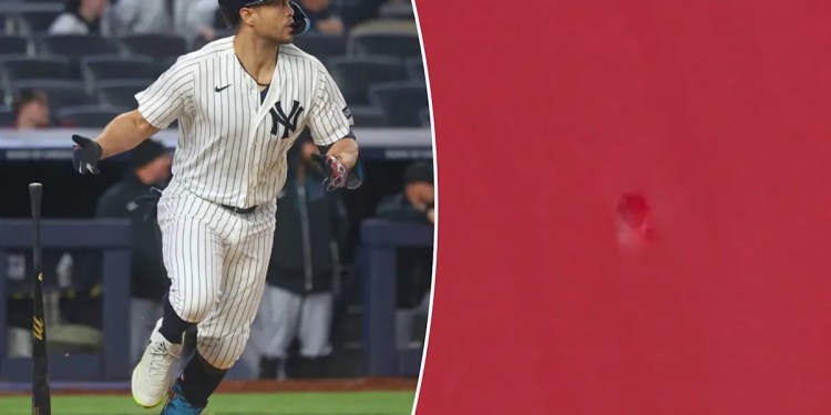 Giancarlo Stanton Hits Yankee Stadium Wall with Line Drive Giancarlo Stanton Hits Yankee Stadium Wall with Line Drive